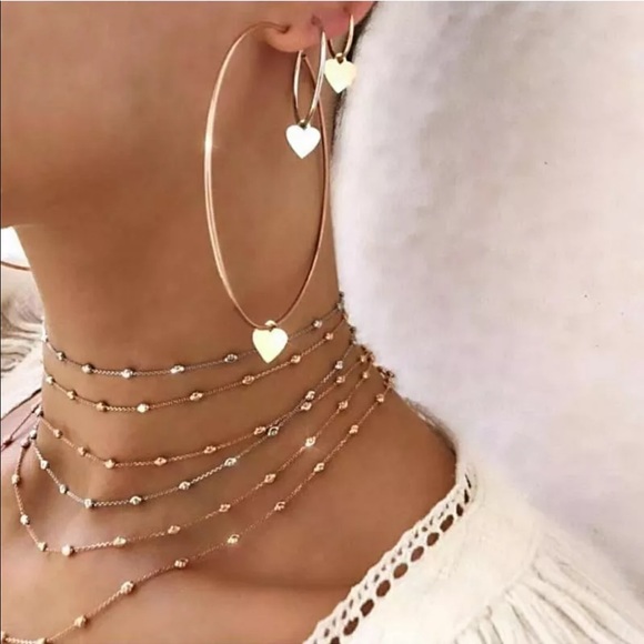 Jewelry - New 3Psc Heart Big Circle Earrings Set Chic Theme